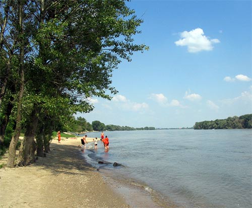 A beach on the Danube River