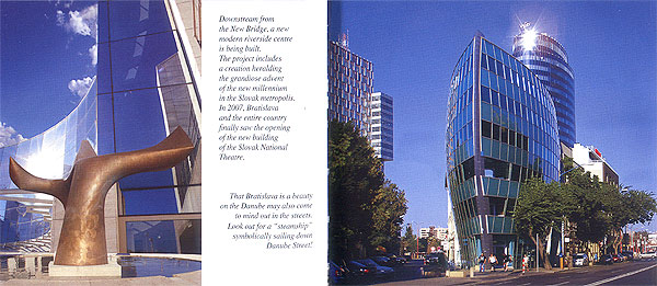 Statue in front of the Slovak National Theater, a new building in Bratislava - photographs from the book Bratislava