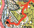 Mapa pešej trasy Devín - Dúbravka