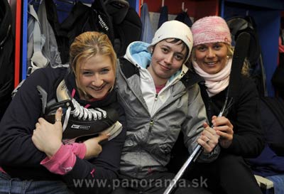 2010 Slovak Olympic Women's Ice Hockey Team begins its final tune up for Winter Olympics. From left: Petra Pravlikova, Petra Jurcova a Nikoleta Celarova.