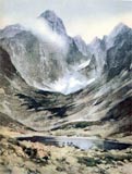 E. Compton: Skalnaté pleso. Akvarel zo zač. 20. st. - z knihy Osudy Vysokých Tatier