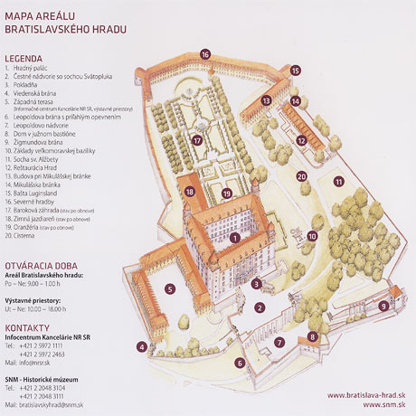 Mapa areálu Bratislavského hradu