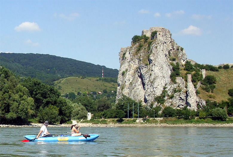The Devin Castle  - a view from canoe on the Danube River