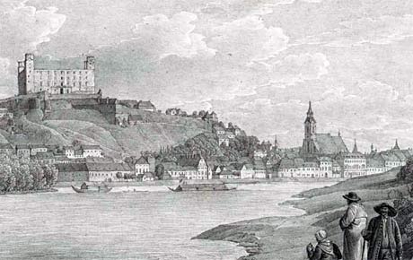 Danube River and Bratislava, lithography - The City Museum Bratislava