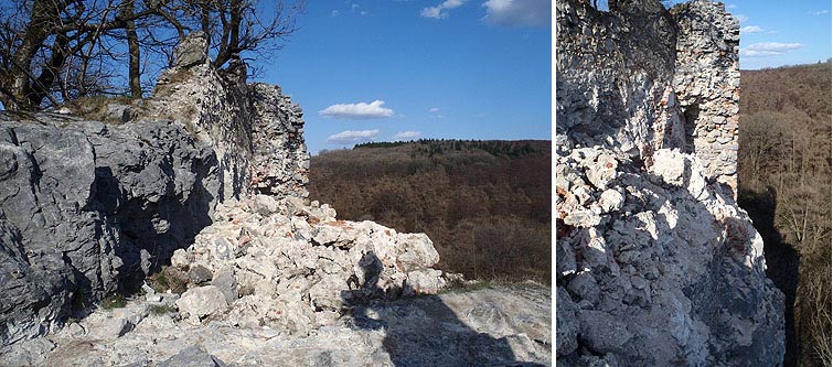 Zosuv muriva na Pajštúnskej zrúcanine