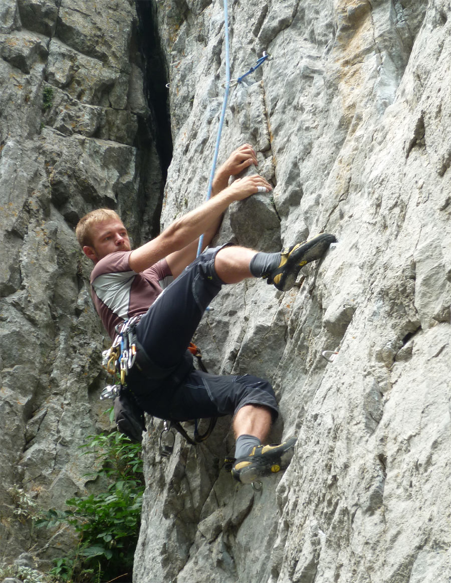 Climbing route Trhac Nitov at the Pajstun Cliff