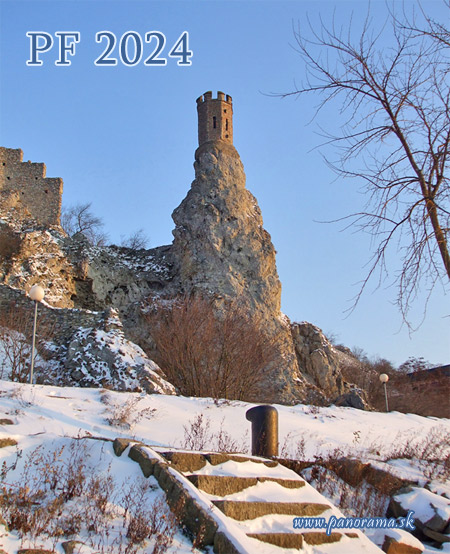 New Year Card, The Devin Castle, Panenska Veza Tower