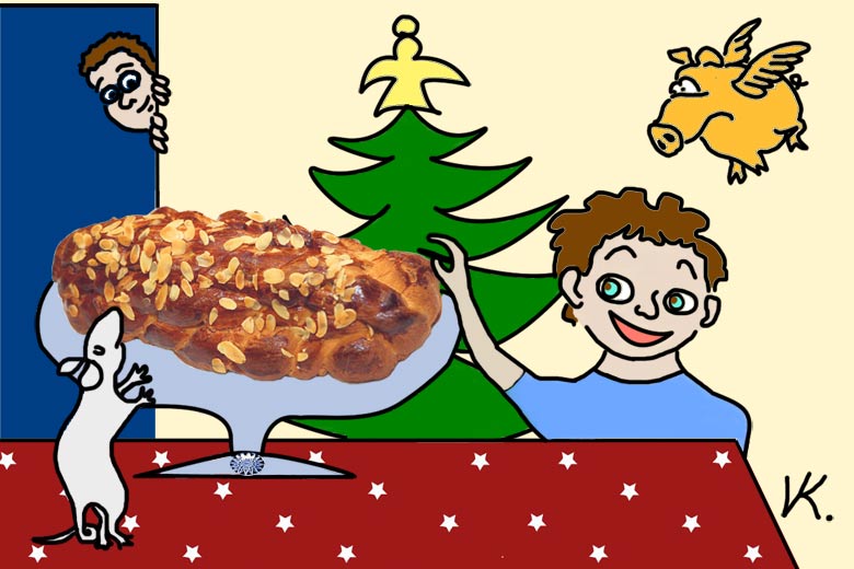Ilustrácia k básničke Vianočka a zlaté prasa