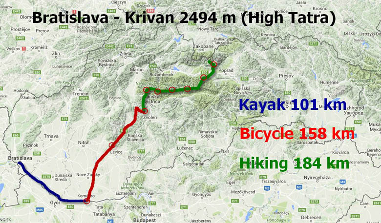 Route Bratislava - Krivan Peak