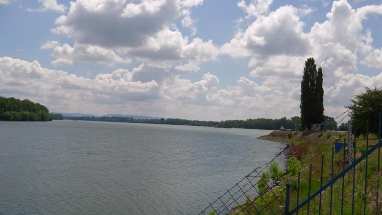 Confluence of Vah River and Danube River is surrounded by a fence
