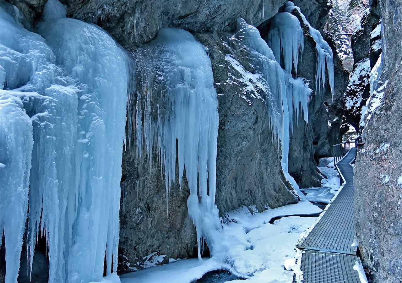 Iced Dolne and Horne Diery Gorges in Mala Fatra Mountains
