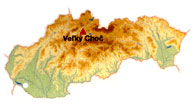 This map locates the Choc Hill on the map of Slovakia
