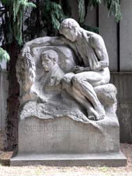 Robert Kühmayer: Náhrobok Dr. Huga Schmida. 1913, kameň Ondrejský cintorín v Bratislave