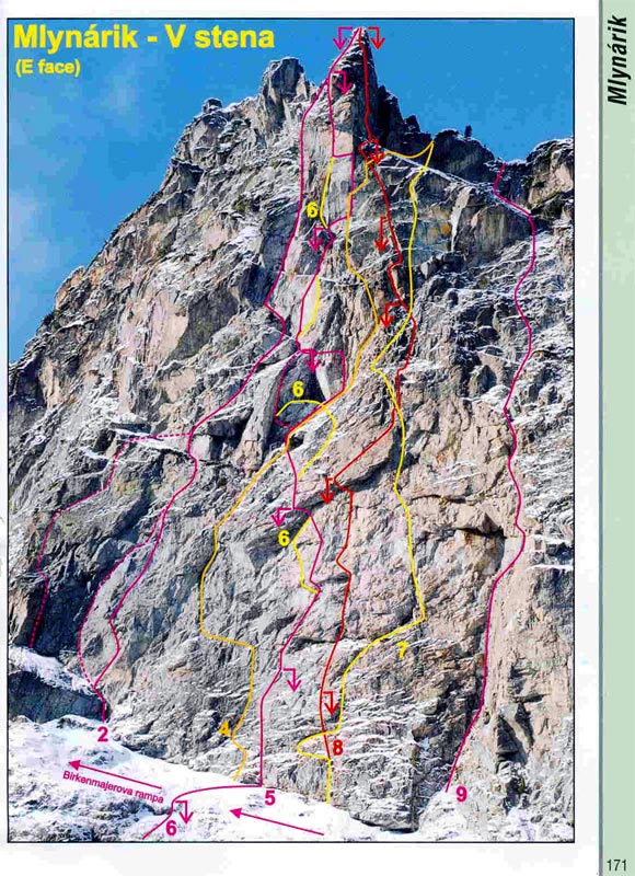 Routes at the the Mlynarik Pick - showcase from a climbing guide