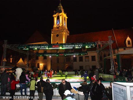 Ice skate ring - the Hlavne Namestie Square, Bratislava 2011