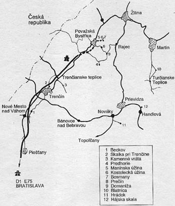 Map of rocks in the guide Slovenske skaly I.