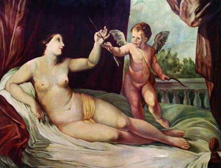 Venuša a kupido,  Autor: Puschamann Edgar, podľa predlohy Guida Reniho