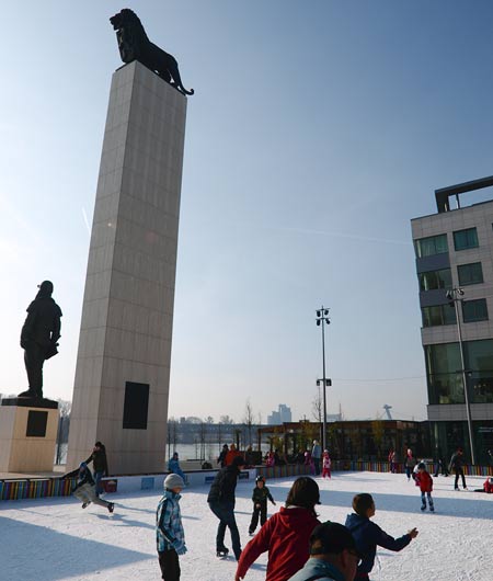 Ice-skate ring below M. R. Stefanik statue - Eurovea