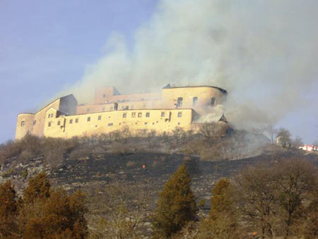 The Krasna Horka Castle on fire - March 10, 2012