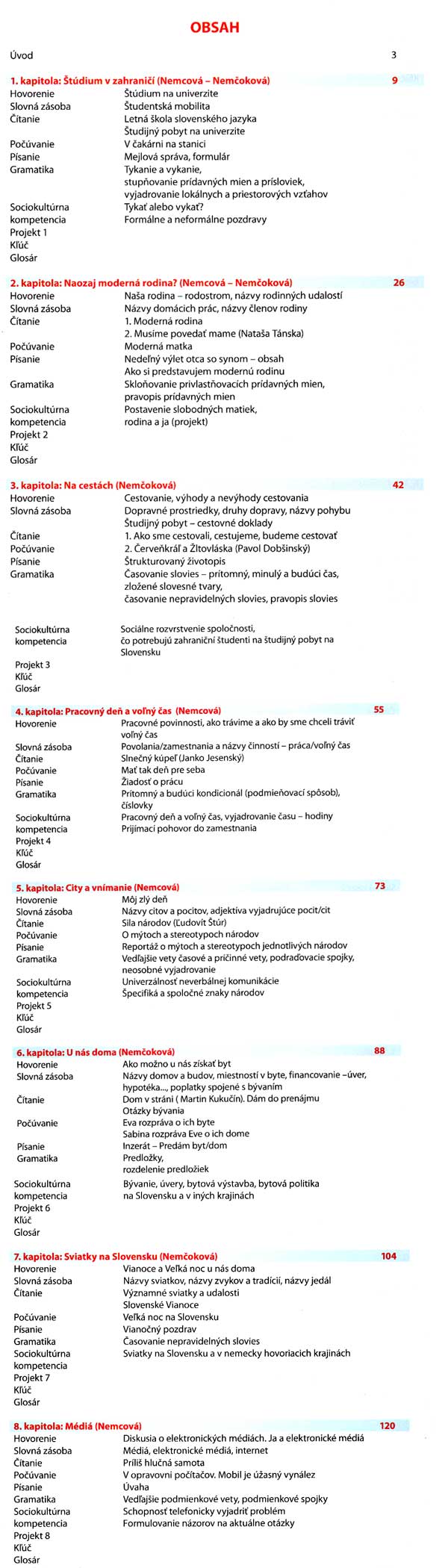 Slovenčina interkultúrne - contents