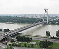 A view from the Bratislava`s castle - the Novy most and Petrzalka