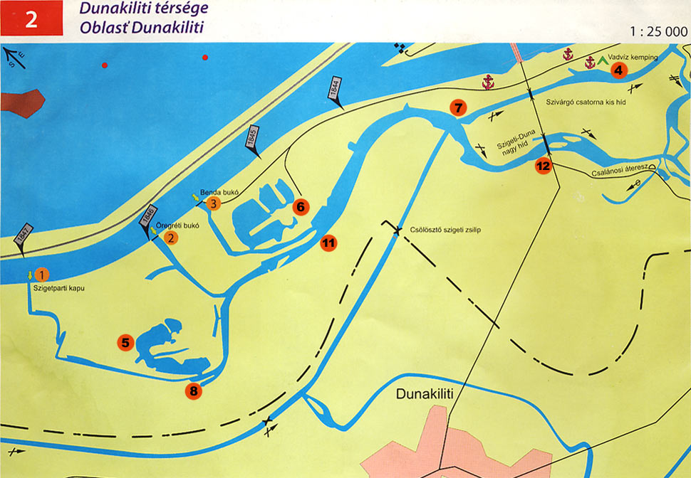 Dunajské ramená pri Dunakility - mapka 1