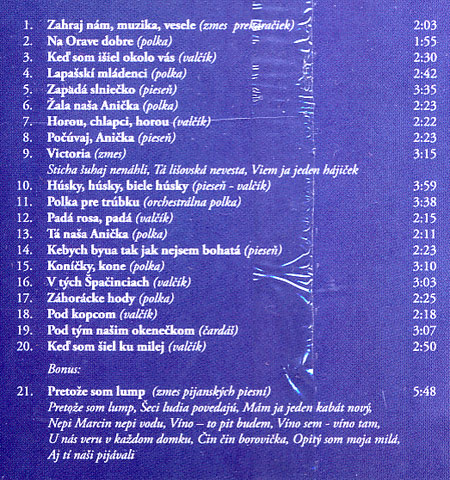 Obsah CD To bola Malokarpatská kapela 2