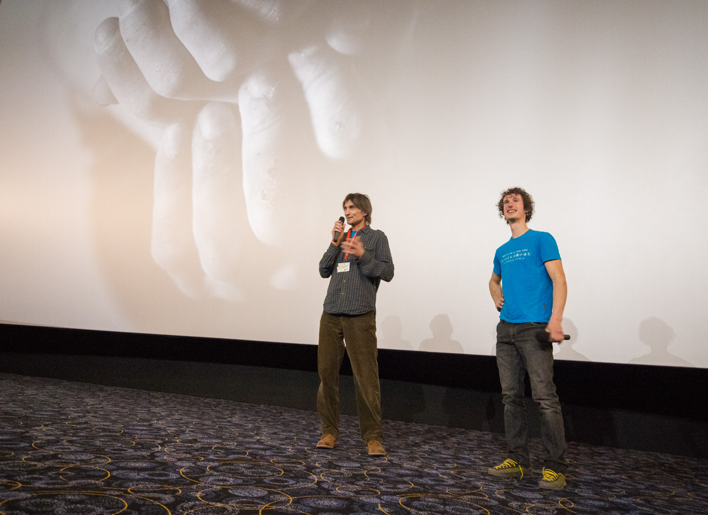 Riaditeľ festivalu Alan Formánek a Adam Ondra na festivale Hory a mesto 2017