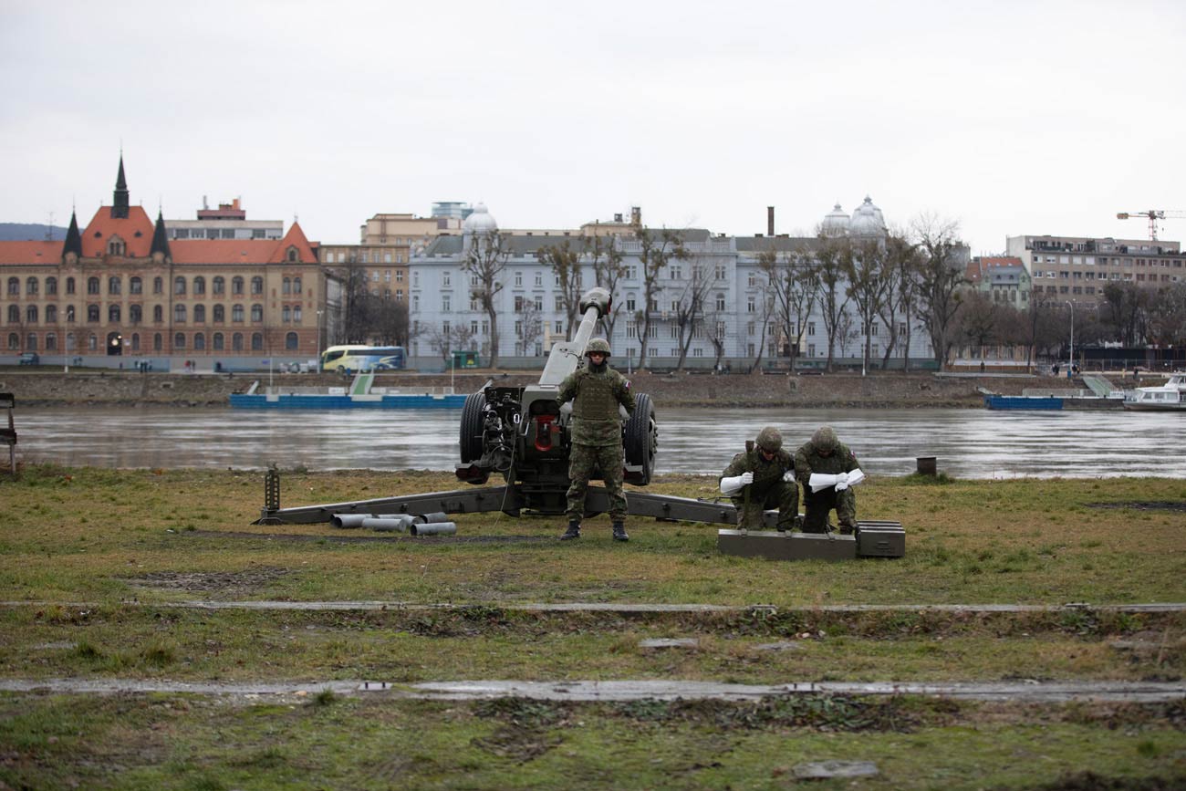 Artillery on the Danube riverbank, Bratislava
