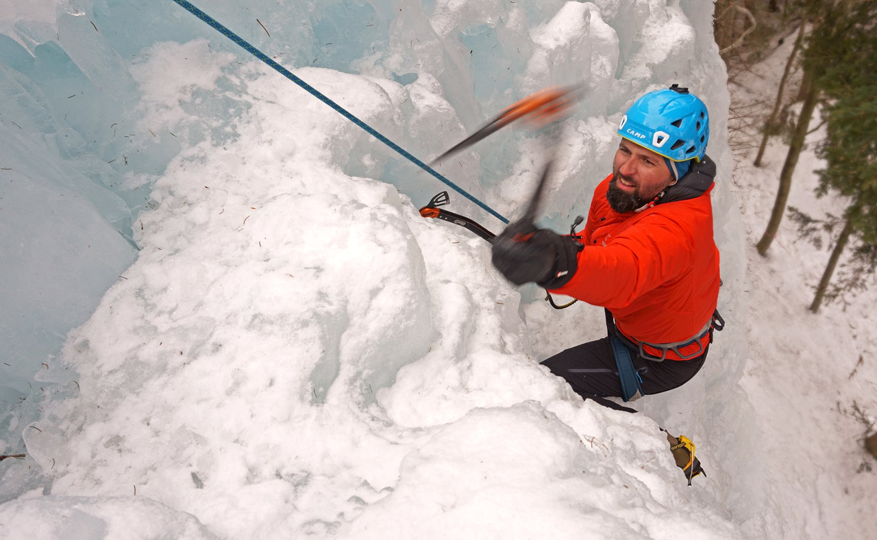 Artificial ice climbing at Skalka