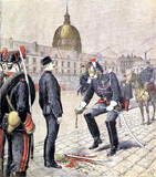 Degradácia Alfreda Dreyfusa na dobovej maľbe