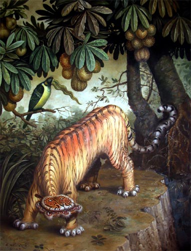 Peter Kľúčik: Tiger. Olej na plátne. 70x100 cm