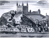 Bratislavský hrad okolo roku 1735. Ilustrácia z knihy Bratislavský hrad a Podhradie.