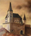 Čachtický hrad kedysi na maľbe v Čachtickom múzeu.