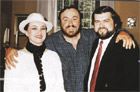 Peter Dvorsky and his wife on a visit to Luciano Pavarotti in Modena.