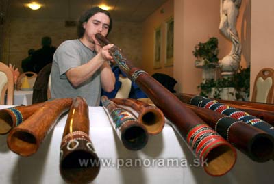 Folklore Masters Days in Nitrianske Pravno, Pravnianska Dolina Valley in Upper Nitra region. Jakub Saray, Fujara producer at the picture.