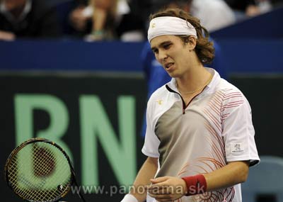 Slovak tennis player Lukas Lacko from Slovakia was overpowered by Jurgen Melzer from Austria in the 2nd round of Davis Cup, Group I, Europe/Africa.