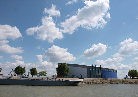 To the Danubiana Museum by boat. Historical view of the Gallery