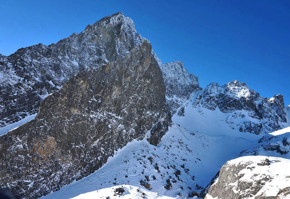 Zlta Stena Wall and Prostredny Hrot Peak