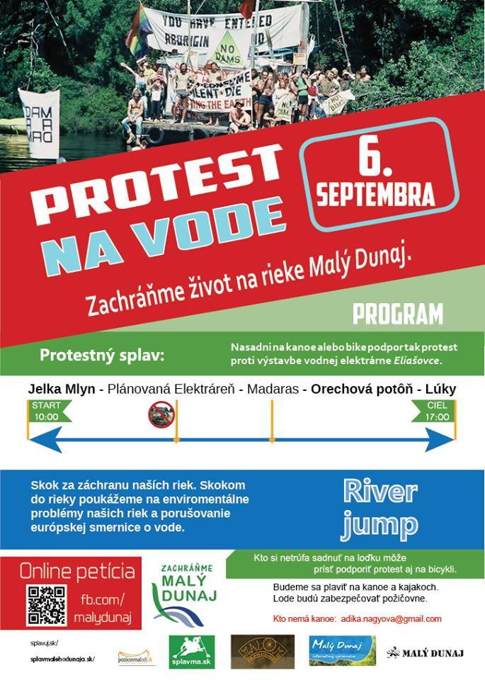 Protest proti hydroelektrárni na Malom Dunaji pri Eliášovciach