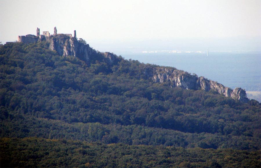 A view to Plavecky Hrad Castle and Blazon Rocks from Krslenica