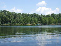 A lake at the Devil Island Ordogsziget - The Danube River branches in Hungary