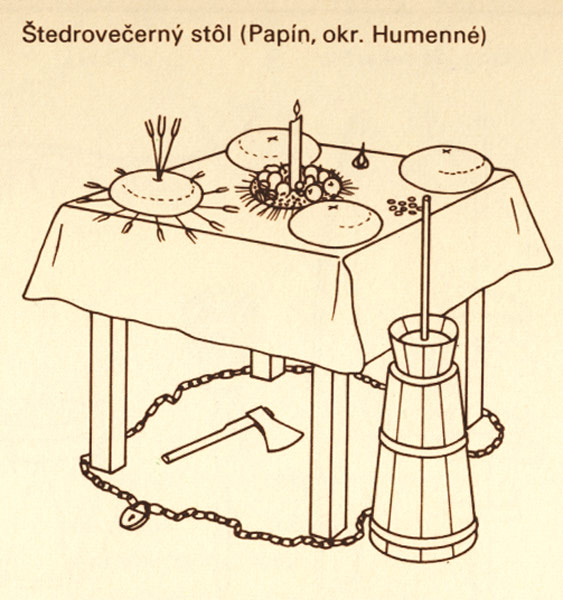 Tradičný štedrovečerný stôl v Papíne (Okres Humenné)