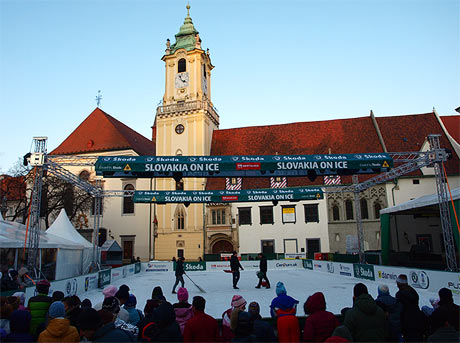 Wating for the ice-rink, Hlavne Namestie Square, Bratislava, January 2011