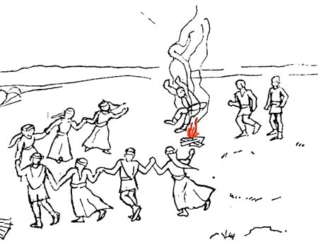 Oslava Slnovratu - ilustrácia z knihy Svět slovanských bohů a démonů