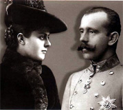 Koláž z dobových portrétov korunného princa Rudolfa Habsburského a Mary Vetserovej